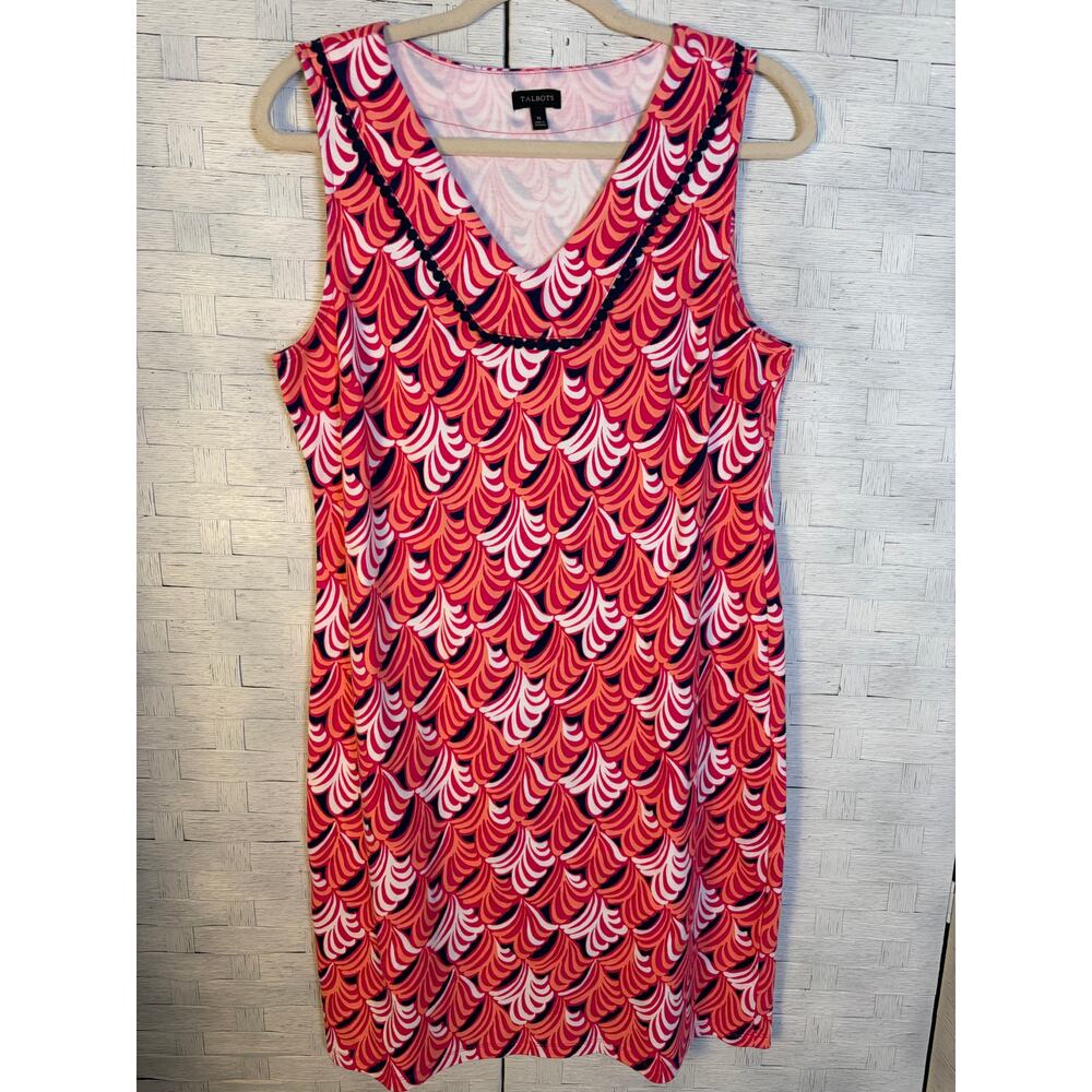 Talbots womens Dress sleeveless colorful aline travel costal electric grandma
